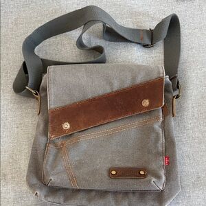 Augur Gray and Brown Messenger crossbody Bag